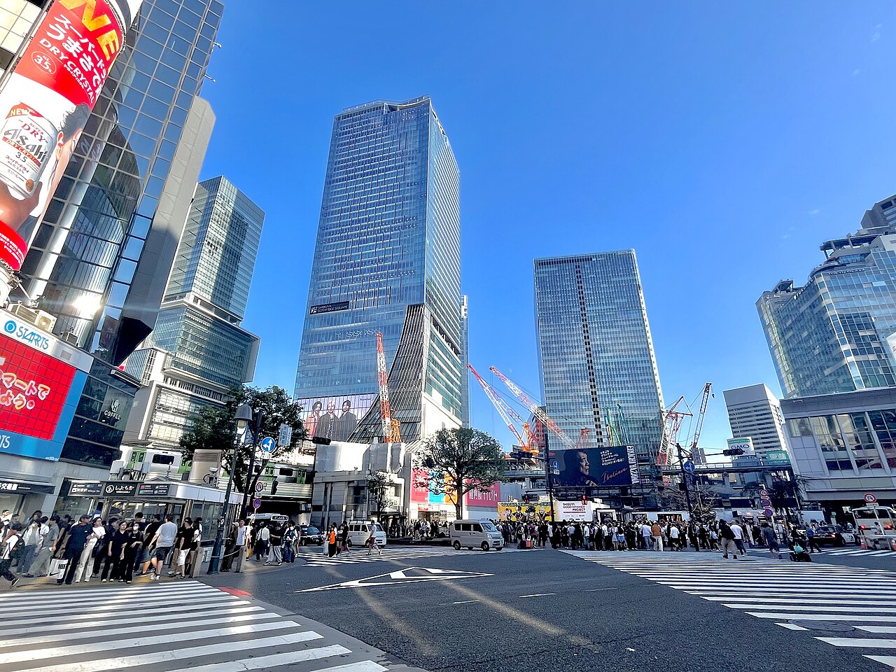 General view of Shibuya Station amid the surrounding buildings